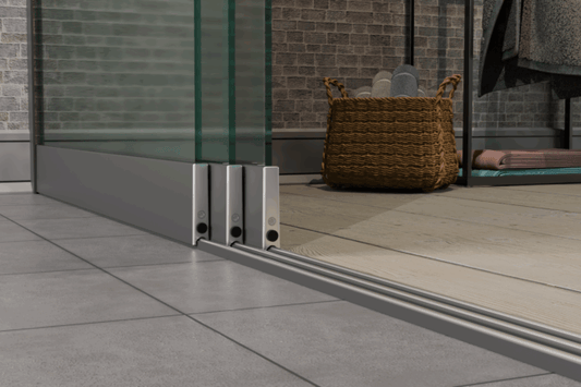 3-Rail Glazen Schuifwand tot 3000 mm (3×1030 mm glas)