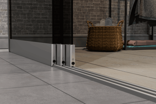 3-Rail Glazen Schuifwand tot 3000 mm (3×1030 mm glas)