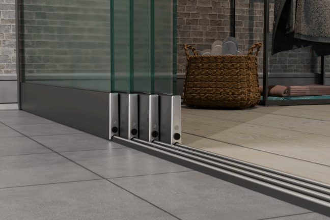 4-Rail Glazen Schuifwand tot 3190 mm (4×820 mm glas)