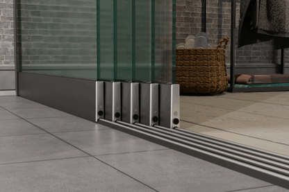 5-Rail Glazen Schuifwand tot 4680 mm (5×960 mm glas)